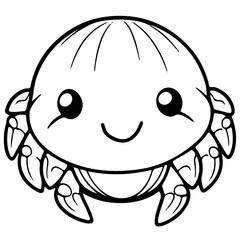 Cute crab outline vector illustration, seafood, Various marine life