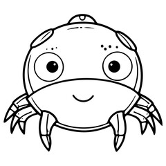 Cute crab outline vector illustration, seafood, Various marine life