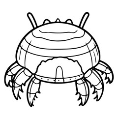 Cute crab outline vector illustration, seafood, Various marine life