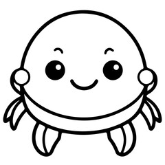 Cute crab outline vector illustration, seafood, Various marine life