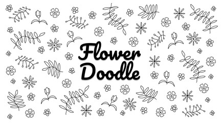 Flower pattern. Doodle flower. flower and leaf pattern. Minimalist set flowers. hand drawn flower. Floral graphic element. Flower hand drawn illustration.