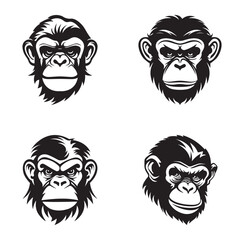 Chimpanzee logo set - Premium design collection - Vector Illustration