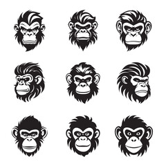 Monkey logo set - Premium design collection - Vector Illustration