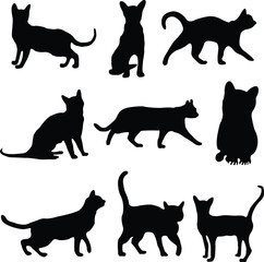 Free vector cat silhouette set vector illustration