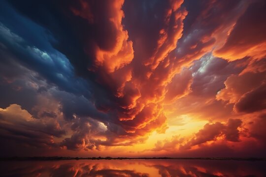 beautiful sunset fire cloud scenery
