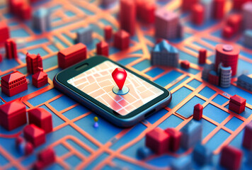Fototapeta premium a mobile app with a gps pin on it for location tracking
