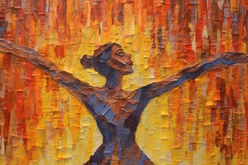 Impasto Painting of a Graceful Ballet Woman: Vibrant and Textured Artwork in Thick Paint Layer