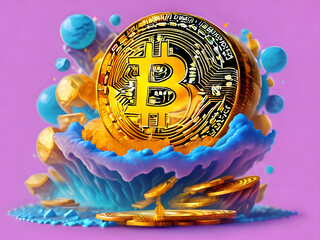 ColorSplash AI generated BTC Dazzling and Dynamic Bitcoin Illustrations 