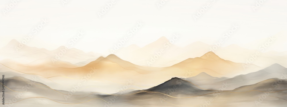 Wall mural soft pastel color watercolor abstract brush painting art of beautiful mountains, mountain peak minim