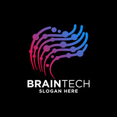 Fototapeta premium smart brain technology set digital logo idea Icon vector Template