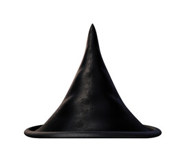 Fototapeta premium Black witch cap isolated on transparent background. Halloween costume decoration.