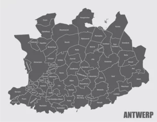 Afwasbaar behang Antwerpen Antwerp administrative map