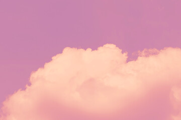 Vintage tone pink sky background with white clouds, fantasy big cloud sky scape for love postcard...