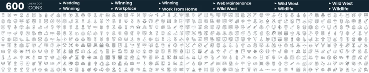 Tuinposter Set of 600 thin line icons. In this bundle include web-maintenance, wild-west, winning, work from home and more © IconKitty 
