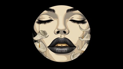 illustration pop art style abstract background of mouths and lips, Generative Ai © QuietWord