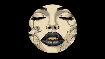 illustration pop art style abstract background of mouths and lips, Generative Ai © QuietWord