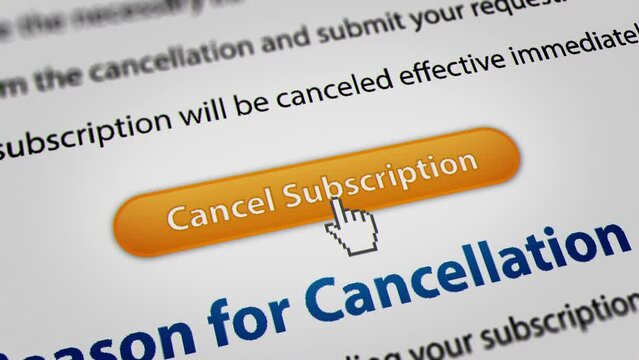 Animated Mouse Cursor Clicking 'Cancel Subscription' to Cancel Subscription Plan
