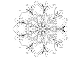 Mandala drawing on a white background, Ethnic mandala outline hand drawn, Decorative monochrome ethnic mandala pattern  Islam, Arabic, Indian, morocca.