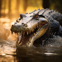 Obraz premium Crocodile Crocodile in the natural swamp