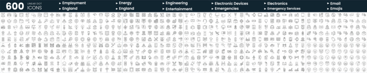 Set of 600 thin line icons. In this bundle include electronic devices, email, emergency services, employment and more