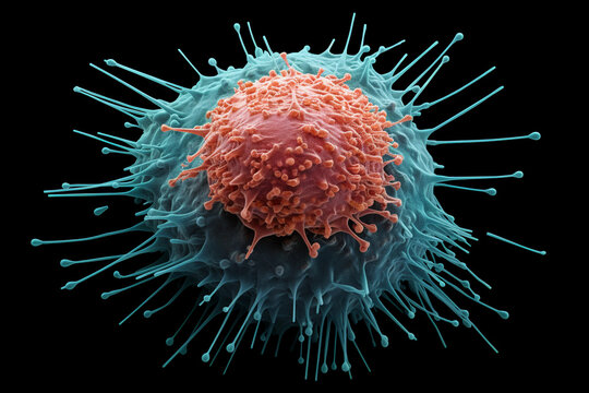 CANCER CELL generated with AI. Beautiful 3d image, microscopic focus. Perfect to use for you linkedin post, website, portefolio, powerpoint presentation. Beautiful colors (Generated with AI)