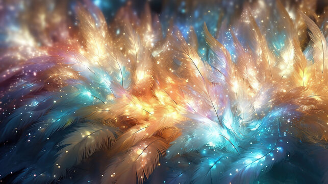 beautiful lighting shining feathers, ai generated image