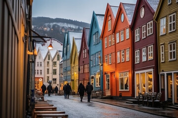 Obraz premium style tableau featuring a range of Norway's most iconic places. AI generative