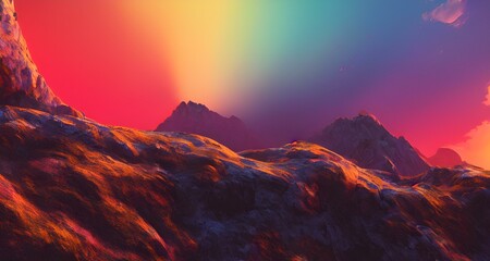 abstract multicolor mountain landscape, illustration , ai