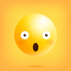 Smiling yellow emoticon on a yellow background. Vector illustration.