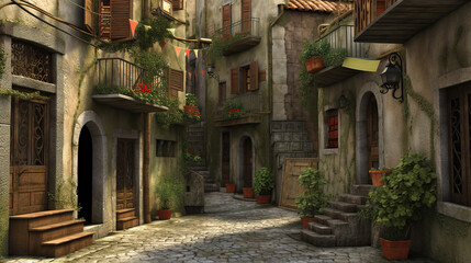 Fototapeta na wymiar a classic beautiful little town view of a south place on earth, ai generated image