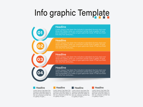 Step-by-step infographic layout with four paperboard horizontal tables for business tutorial flat
