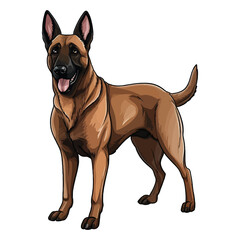 Obraz premium Endearing Protector: A Delightful 2D Illustration of a Cute Belgian Malinois