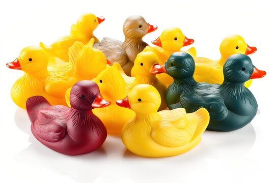 rubber ducks isolated on white background. Generated by AI