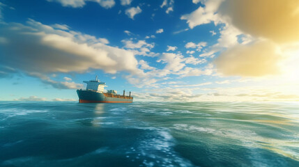 Fototapeta premium Industrial crude oil tanker cruising the Deep Blue Sea