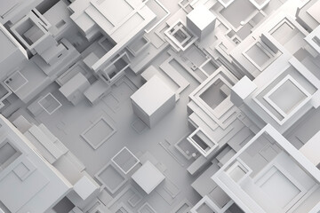 Abstract white futuristic blocks background. Sci-fi illustration. Ai generated