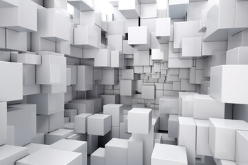 Abstract white futuristic blocks background. Sci-fi illustration. Ai generated