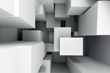 Abstract white futuristic blocks background. Sci-fi illustration. Ai generated
