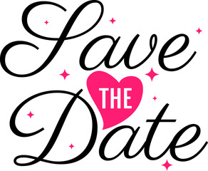 Save the date cute design wedding cursive typography icon label vector