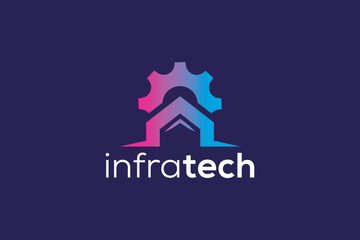 Infratech home and gear logo design vector template