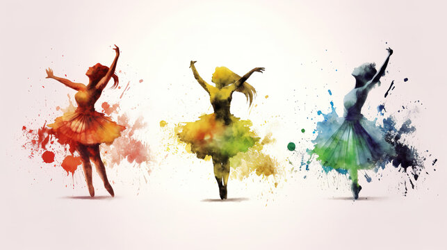 beautiful female ballet dancer in a watercolor style, women dancing, ai generated image