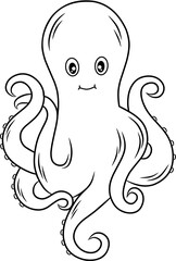 cute octopus line art for coloring book