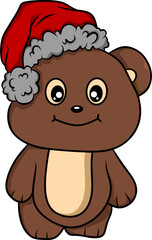 teddy bear with christmas hat cartoon