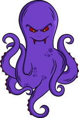 scarry octopus cartoon vector illustration
