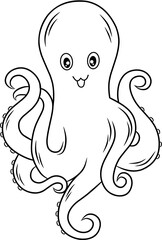 cute octopus line art for coloring book