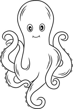 cute octopus line art for coloring book
