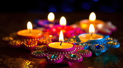 Obraz na płótnie Canvas Diwali festive candles celebration background