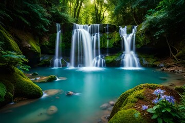 Fototapeta na wymiar waterfall in the jungle Generated by ai