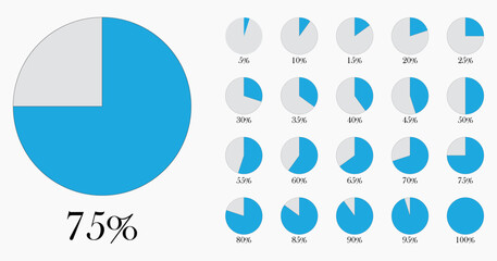 20 set pie chart percentage graph design, Infographic Vector 3d Pie Chart, Colorful circle percentage diagrams for infographic.