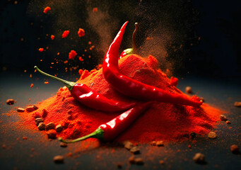 red chili on dark background
