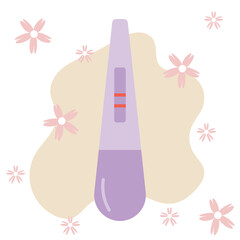 Flat vector illustration of a pregnancy test with a positive result in the form of two lines.